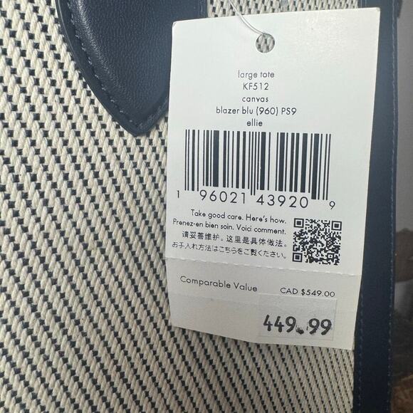 NWT Kate Spade Navy Canvas Grand Slam Elle Tote - Picture 4 of 9